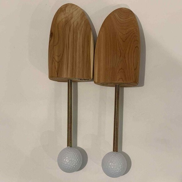 Golf Ball Shoe Tree Pair Shaper Stretcher Wooden Cedar Adjustable Men Women Gift - Picture 4 of 7